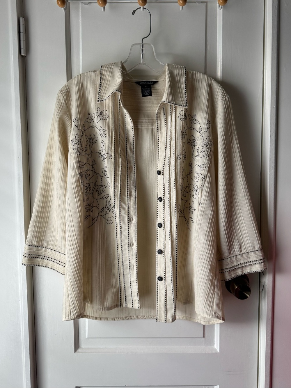 Multiples Button-Up Front Shirt - Picture 3 of 9